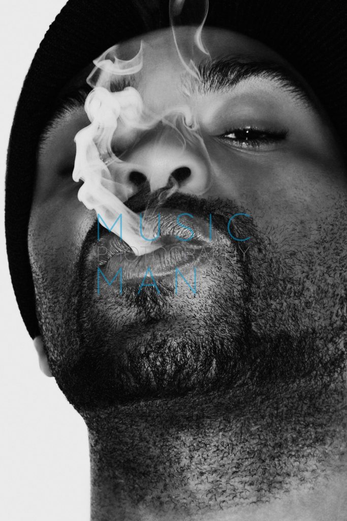 Wu-Tang Clan member Method Man exhaling a plume of smoke during an exclusive close-up portrait session at the Sanderson Hotel in London, photography by Music Man Studio.
